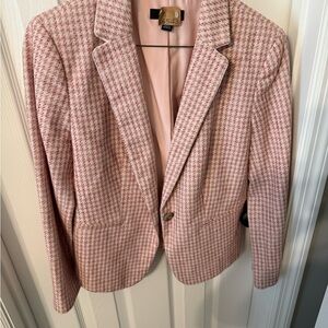 Ann Taylor Pink Houndstooth Blazer